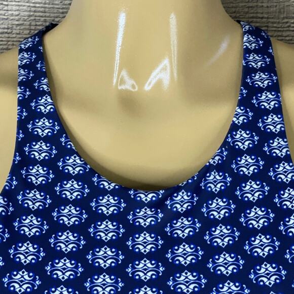 Athleta Tangier High Neck Bikini Top Cross Straps Back Dress Blue Size 36B 36C - Picture 2 of 9